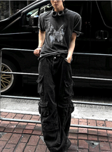ピグメントフライウォッシュドチャコール半袖Tシャツ