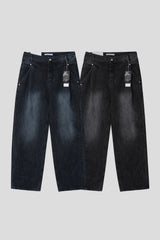 LMN Unbay Western Cropped Oversized Denim Pants (2 colors)
