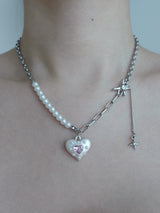 snow heart necklace | 하얀 눈 하트 목걸이