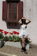 Hazle Cancan Ribbon Strap Sleeveless Mini Dress