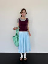 double waist pleats skirt