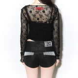 (3rd reorder) seethrough v neck shirring sleeve - black