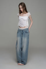 Pure bloom drape top, White