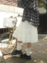 Shiro Lace Tiered Banding Midi Skirt