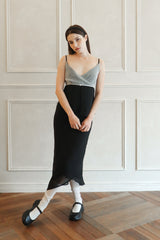  Lisha wrap long skirt (black)