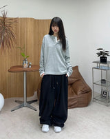 パラ ソフト ヘンリー ネック ロング スリーブ Tシャツ