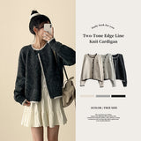 Board Two-Tone Line Emblem Badge Round Cardigan
