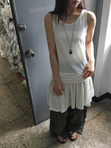 26SS★ [BAONHAUS] ポリーニ シャーリング レイヤード ノースリーブミニワンピース
