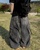 Lace Buckle Wide Cargo Denim