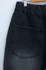 Curved overfit washed denim