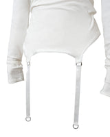 Garter high neck top / white