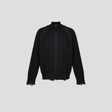ASCLO コントラストダメージニットジップアップ (3color)