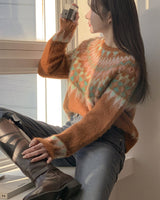 Fleece wide denim pants