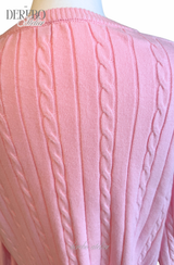 Baby Pink Twisted V-neck Loose Fit Knitwear