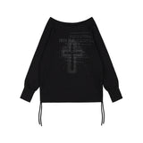 DIVINE CROSS OFF-SHOULDER TEE (BLACK) F25ZB036