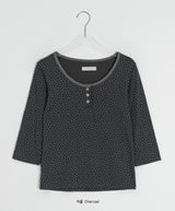 Lana U-neck Star Henley Neck Three Quarter Tee