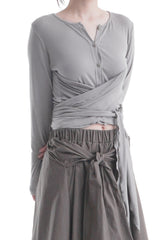  STRAP TIE BUTTON CARDIGAN