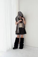 Leopard reversible hood muffler (brown)