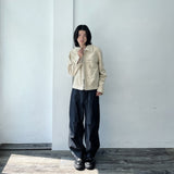 Zip Pocket Slightly Cropped Suede Jacket