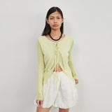 DOUBLE LAYERS KNIT CARDIGAN(LEMON)