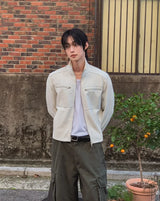 Caden Leather Color Matching Fingerhole Zip-up