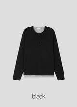 ツートーンレイヤードヘムTシャツ