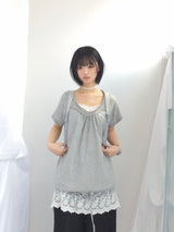embossed shirring strap t