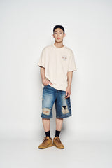 25SS ADLV サターンロゴ半袖Tシャツ ダークベージュ