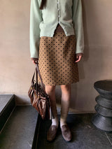 camel brown wool dot midi skirt
