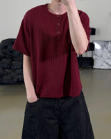 ニア ヘンリーネック クロップド ニット ショートスリーブ