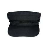 Classic Noir Metal Button Black Loop Sailor Cap (Black)