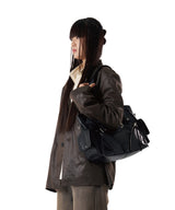 Studded Leather Shoulder Bag (Black)