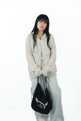 studs nylon knitzip hoodie(white)