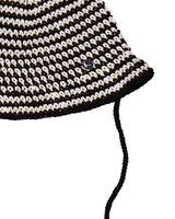 Stripe String Bucket Hat - Black
