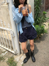 カスミ ストライプ カラーマッチング ボタン スリーブレス