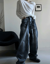 mud-Washing denim pants