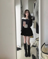repel velvet full-banding pleated skirt