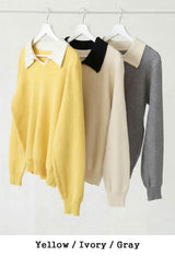 Classic Color Matching Collar Knit