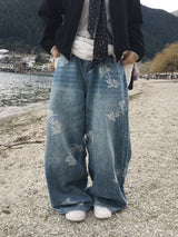 Hazel Flower Denim Pants (1c)