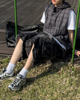 Crinkle Check Hooded Anorak Vest