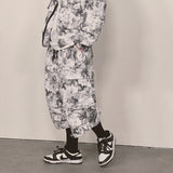 tiedye capri cargo shorts_white