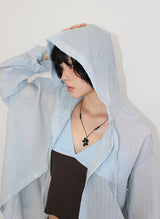 SHEER HOODED SHIRT