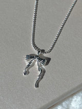 silver925 ribbon ball necklace