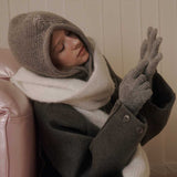 【Set】Multi Stripe Muffler + 2Way Knit Gloves