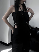 halter strap slit layered one piece (2color)