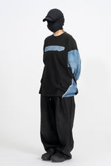 シスカットオフデニム長袖Tシャツ