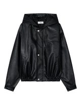 ビーガン レザー フーデッド ジャケット(BLACK)