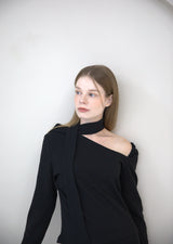 Unbalanced Muffler Knit Black