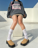 (UNISEX) ピンクプリントビンテージピグメントルーズフィットオーバーサイズユニセックススウェットシャツ