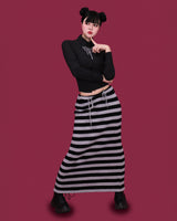 ストライプワイドニットロングスカート (4color)